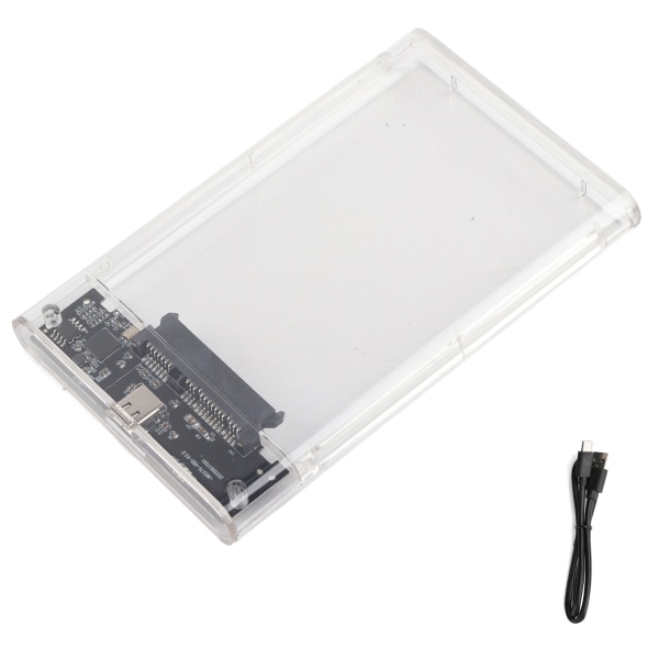 Mobil harddiskboks Type-C 2,5 tommers seriell port Gjennomsiktig SSD HDD mekanisk kabinett