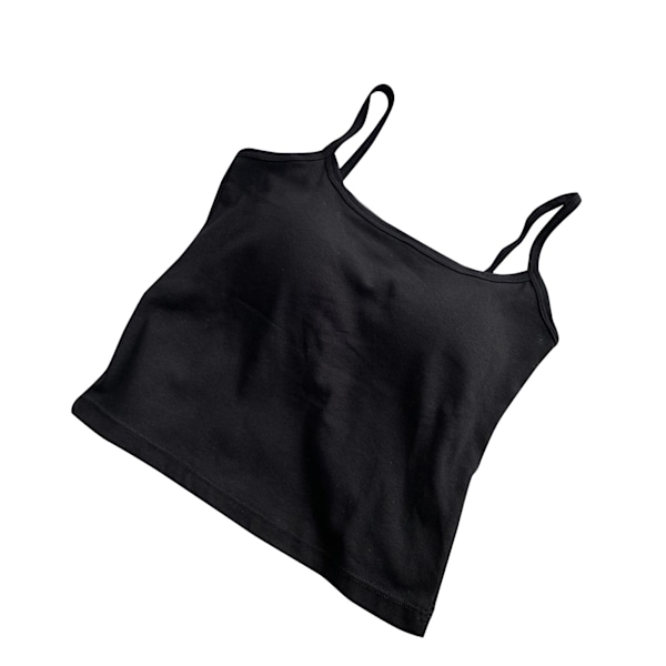 Naisten Tank Top Spaghetti Strap Slim Fit Camisole Liivi Hihaton Pehmustettu Puuvillainen Yksivärinen Hengittävä Tank Top Musta Vapaa Koko (88.2‑143.3lb)