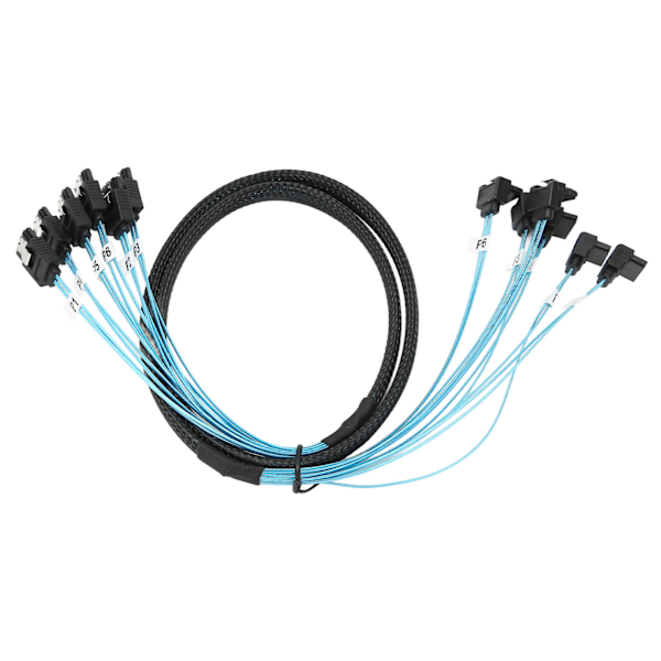 Mini SAS-kabel 6 SATA til 6 SATA rett buet kabel 6Gbps anti-interferens dobbel gruppe skjerming SATA-kabel for SSD 1m / 3,3 fot