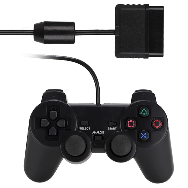 Dobbel motor svært sensitivt kablet gamepad-spillhåndtak for PS2-spillkonsollkontroller
