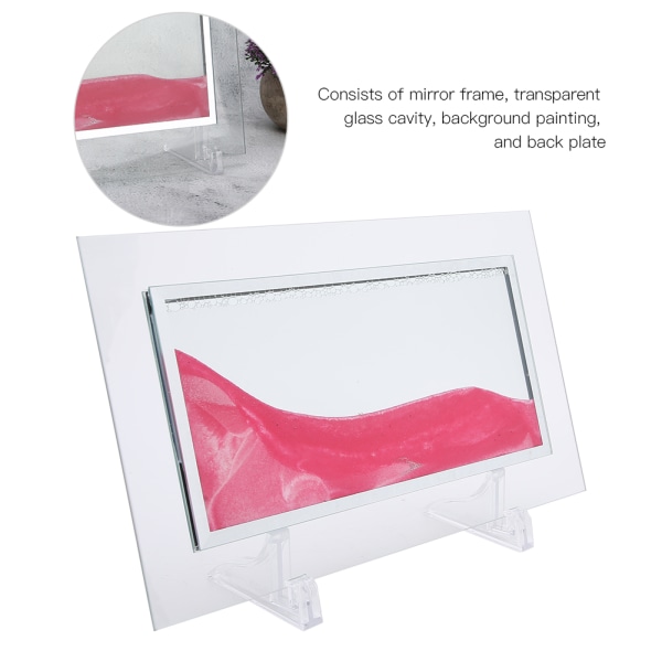 Dynamisk sandbild rosa Vacker gåva tredimensionell dekorationsprydnad med 2 st bas rosa