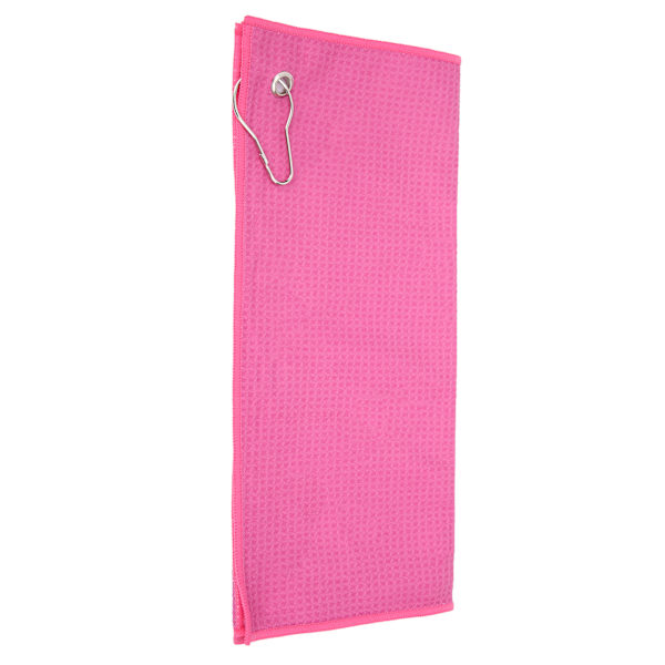 Våffel Mikrofiber Golfhanddukar Rengör Klubbor Bollar Händer Rengöringshandduk med Karabinkrok Rosa