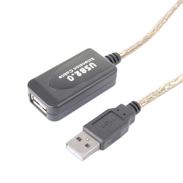 USB 2.0 Typ A hane till hona förlängningskabel, 10M, svart