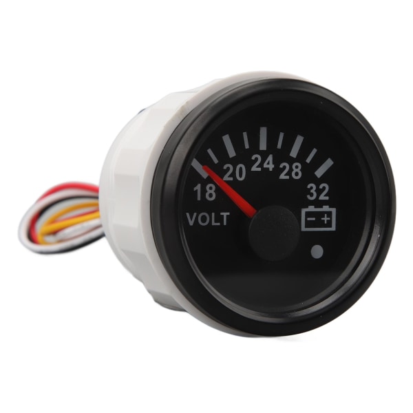 52MM Voltmeter DC 9 till 32V Hög Noggrannhet Snabb Respons Pekarvoltmeter med Bakgrundsbelysning För Husbilar Yacht Fiske Båtar Skepp Svart Urtavla Svart Ram