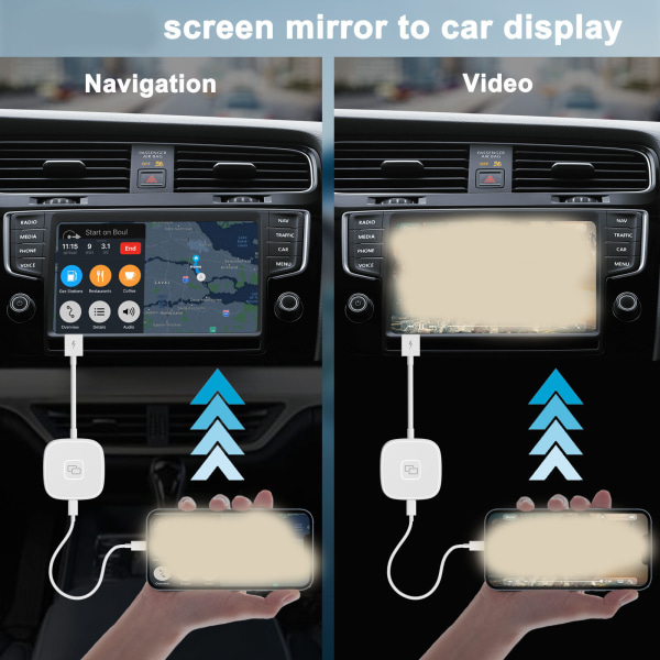 Carplay Mirror Adapter Langallinen Carplay Mirrorring Dongle Puhelimen näytön peilauslaite IOS-puhelimille Square
