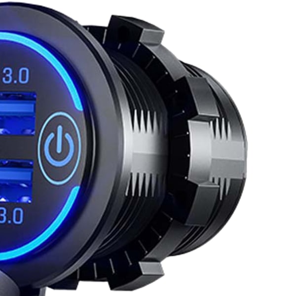 Autolaturi USB Moniporttinen QC3.0 Pikalataus Tupakansytytтинadapteri Matkailuautoihin Laivoihin Moottoripyöriin Sininen Valo