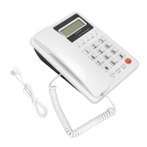 KXT8001CID Sladdtelefon Klassisk FSK DTMF Dubbelsystem Kontor Fast telefon med Nummerpresentation för Hem Hotell (Vit)