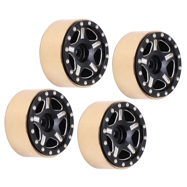 4 stk RC Bead Lock Nav Hubs Aluminium Legering Messing RC Køretøjs Dæk Navs til Axial SCX24 1/24 Sort