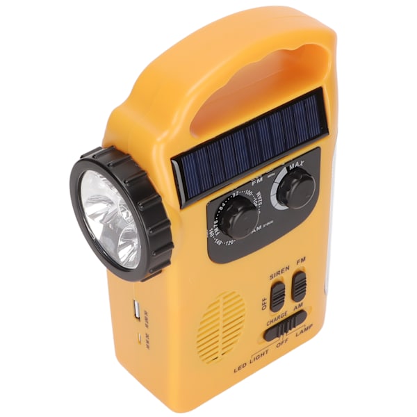 RD339 Solardriven Radio med Handvev Hög Ljusstyrka Stabil Multifunktionell FM AM Väderradio med LED-Ficklampa för Utomhusbruk