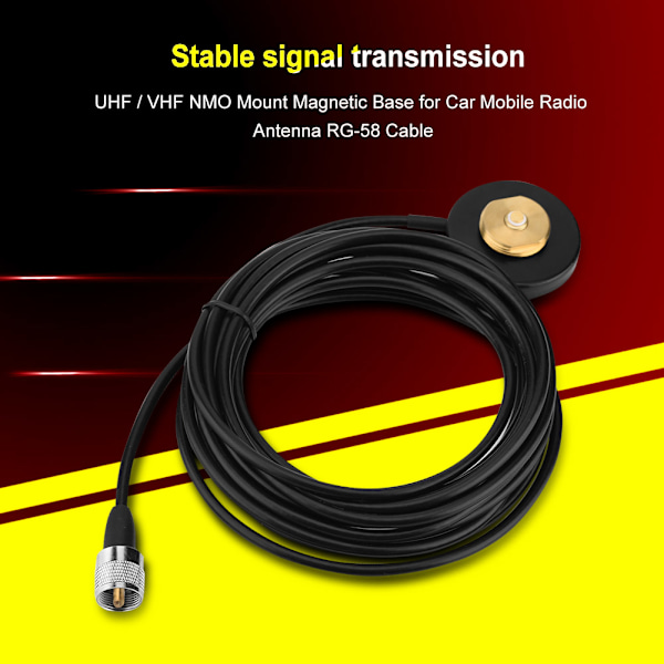 NMO-montert magnetisk base for bilradioantenne med RG-58-kabel