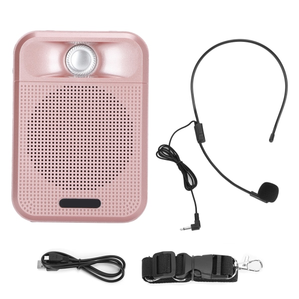 Bærbar stemmeforstærker Genopladelig mikrofon Højttaler Radio Support Hukommelseskort Pink