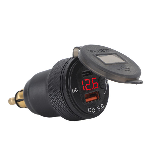 USB Billader QC3.0 PD Port Hurtiglading Strømadapter Lader for 1 2 3 Serie DC12 til 24V EU Grensesnitt Rød