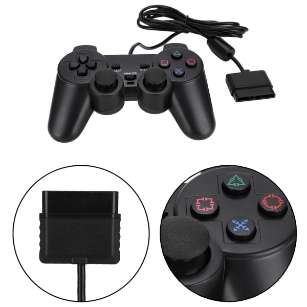 Dobbel motor svært sensitivt kablet gamepad-spillhåndtak for PS2-spillkonsollkontroller