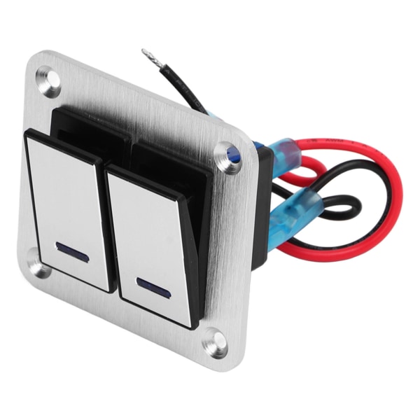 2-veis vippebryterpanel Blå LED 12V 24V Vanntett Aluminiumlegering Børstet Prosess PÅ AV Bryter for Bil Lastebil Båt