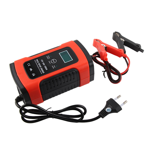 LCD-akkulaite 12V 5A - Korjaa ja lataa lyijyakkuja moottoripyörille ja autoille (EU-pistoke)