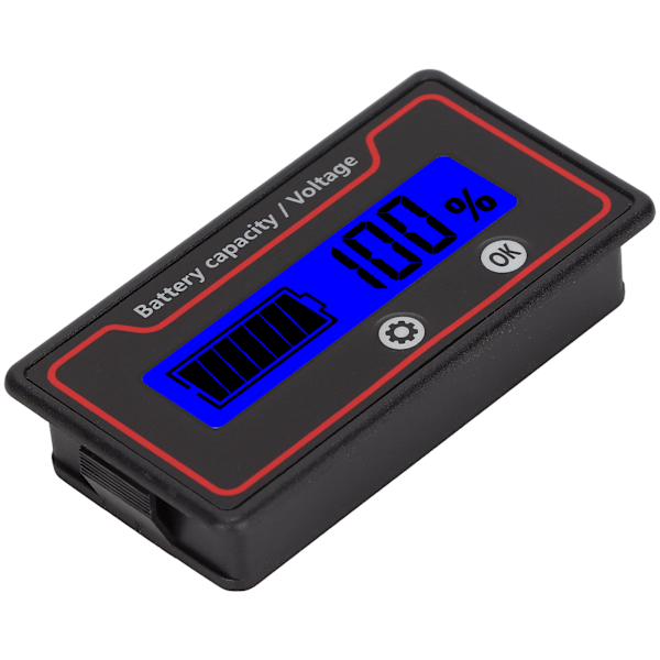Batterimätare Ljuslarm LCD-display Säker Batterikapacitet Spänningsmätare för Elfordon 12‑84V Blått Ljus