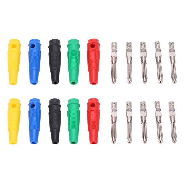 10Pack 4mm 7 Pin Banana Plug 1000V 32A Stackable Banana Plug Male Connector with Soft Sleeve for Audio Cable