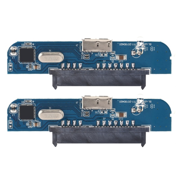 2 stk USB3.0 til 2.5 tommer SATA7+15Pin Plug Play-harddiskadapter med LED-skærm til SSD/HDD
