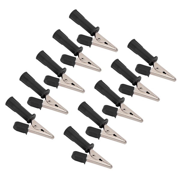 10 stk isolerte krokodilleklemmer 5mm ren kobberåpninger testklemme med 4mm jack for eksperimentell testSvart