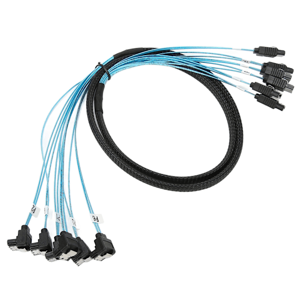 Mini SAS-kabel 6 SATA til 6 SATA rett buet kabel 6Gbps anti-interferens dobbel gruppe skjerming SATA-kabel for SSD 1m / 3,3 fot