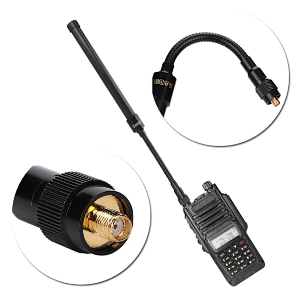 Vikbar taktisk antenn för Dual Band VHF UHF Walkie Talkie, SMA hona, 144/430Mhz