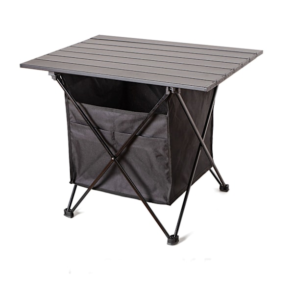Bærbar Foldbar Bord til Udendørs Camping i Aluminium Camping BBQ Gadebod Sidebord Sort M med Opbevaringspose
