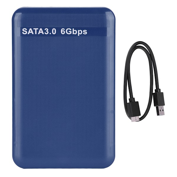 Externt HDD-fodral 2.5in USB3.0 SATA3.0 Plug and Play HDD-kabinett Stödjer 3TB Kapacitet med LED-indikator för Windows Blå