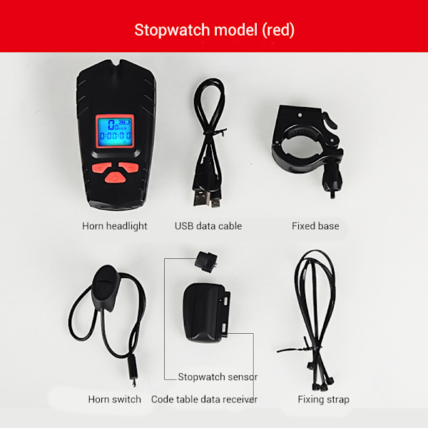 USB-ladbare sykkellys med sykkelklokke, 4 lysmoduser, sykkelhodelykt for vei og terrengsykkel