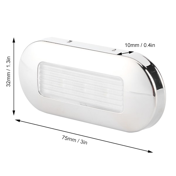 12V DC LED Gångvägsbelysning Oval Form 3 Lamp Pärlor IP67 Vattentät för Marinbåt Husbil Kallvitt
