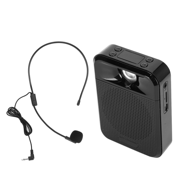 Bærbar stemmeforstærker Genopladelig mikrofon Højttaler Radiostøtte Hukommelseskort Sort