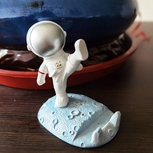 Tegneserie Astronaut Telefonholder Harpiks Sød Rummand Telefonstativ Sjov Smartphone Beslag til Skrivebord Hjem Kontor