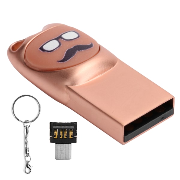 U Disk Tegnefilm Overskæg Mønster USB Flash Drive Computer Data Storage Memory Stick16GB Rose Gold