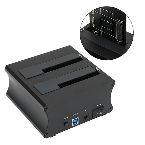 USB3.0 Ekstern Harddisk Dockingstasjon Kopiering Offline Kloningsfunksjon Dobbel Bay HDD Dockingstasjon 100V til 240V EU Plugg