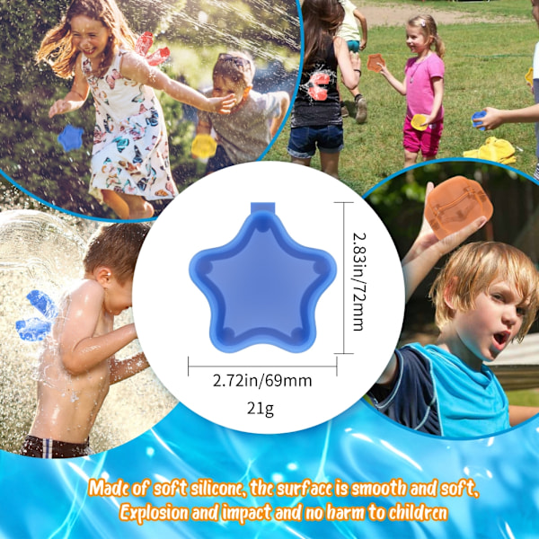 4/6 st Reusable Vattenbollar Vattenbomber Återfyllningsbara Snabb Fyllning Självförslutande Silikon Vattenbollar Vattenkamp Spel Utomhus Sommar Nöje för Barn