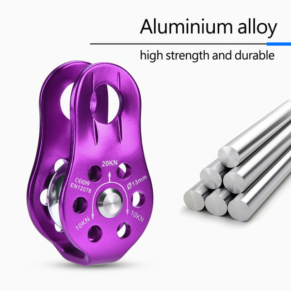 Aluminiumlegering Heavy Duty Enkeltrep Remskiva Block Klättersäkerhetsutrustning (lila)