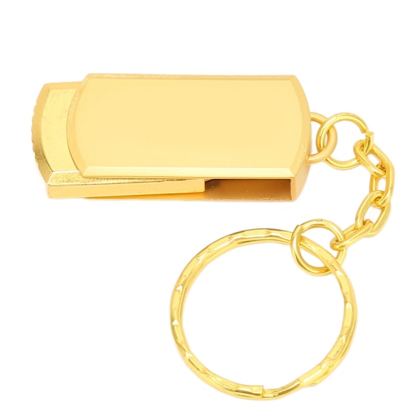 Nøkkelring Flash Drive USB3.0 Mobiltelefon Datamaskin Dobbelt Bruk Bærbar Aluminium Legering U Disk med TypeC Adaptere (64GB Gull)