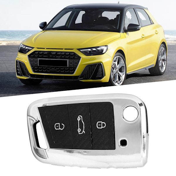 Hiilikuitutyylinen TPU Auton Älyavainkotelon Suojakotelo SEAT Ateca Silverille