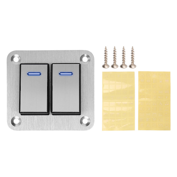 2-vägs vippströmbrytarpanel Blå LED 12V 24V Vattentät Aluminiumlegering Borstad Process PÅ AV-brytare för Bil Lastbil Båt