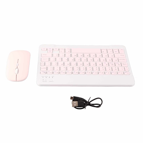 Ultratynd 10-tommer Bluetooth-tastatur-sæt med USB-opladning - Rosa