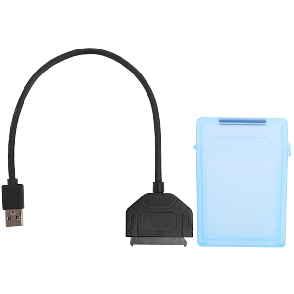 SATA till USB 3.0-adapter för 2,5-tums SSD/HDD - Datortillbehör med skyddsbox (blå)