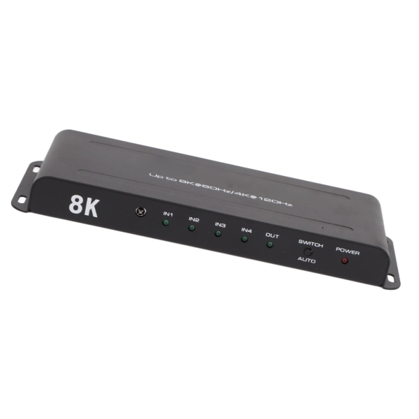 8K HD Switcher 4 In 1 Out 40Gbps 8K 60Hz 4K 120Hz Fjärrkontroll HD Multimedia Switcher för projektor PC 100‑240V EU-kontakt