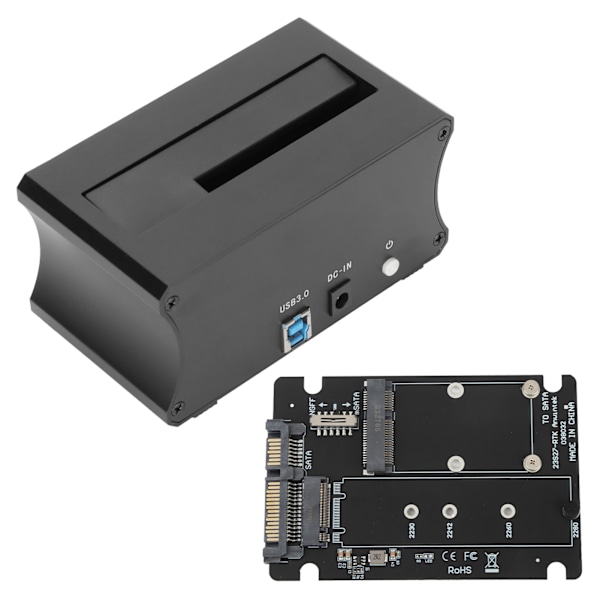 USB 3.0 til SATA Ekstern Harddisk Dockingstasjon Enkel Disk 5Gbps Aluminiumlegering Kopifunksjon HDD Dock 100‑240V EU Plugg