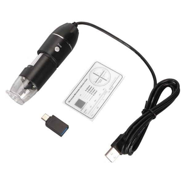 USB Type C digitalt mikroskop 50X til 1600X mikroskopkamera med 8 lysdioder til telefon PC Børn Studerende Ingeniører 5V DC