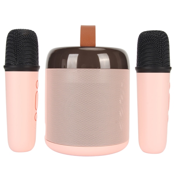 Trådlösa karaokehögtalare RGB Light Bluetooth5.3-högtalare med 2 trådlösa mikrofoner Bärbar karaokemaskin för familjefest Rosa
