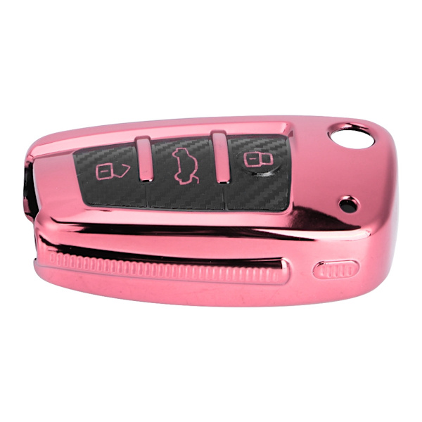 TPU Kolfiberstil Vikbart Nyckelfodral Skydd Passar A3 S3 06/2005 - 03/2017 Rosa