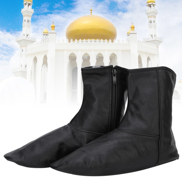 1 par kjemmet bomull unisex glidelåsstrømper muslimske sokker holder varmen Vintergudstjeneste Supply Black 44