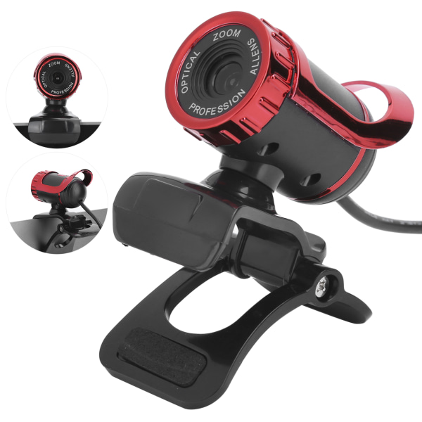 HXSJ LG68 Webcam Indbygget Lydabsorberende Mikrofon USB-kamera til Undervisning Konference Live Streaming (Rød)