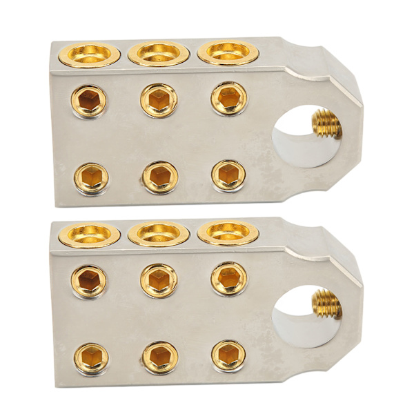 Par Batteriklämma Positiv Negativ Ljudmodifiering Guld för 1/0AWG 2/0AWG Svetskabel