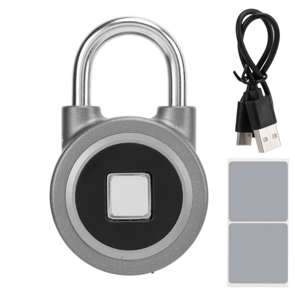 Fingeravtryckshänglås USB Laddning Fjärrbehörighet Upplåsningslås för gymskåp SafesGrey