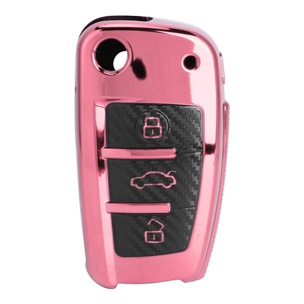 TPU Kolfiberstil Vikbart Nyckelfodral Skydd Passar A3 S3 06/2005 - 03/2017 Rosa